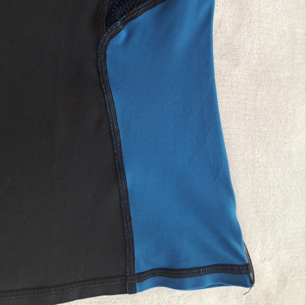 MICHI XS Blue Black Mesh Stretch Sleeveless Racerback Activewear Yoga Tank Top - Picture 5 of 15